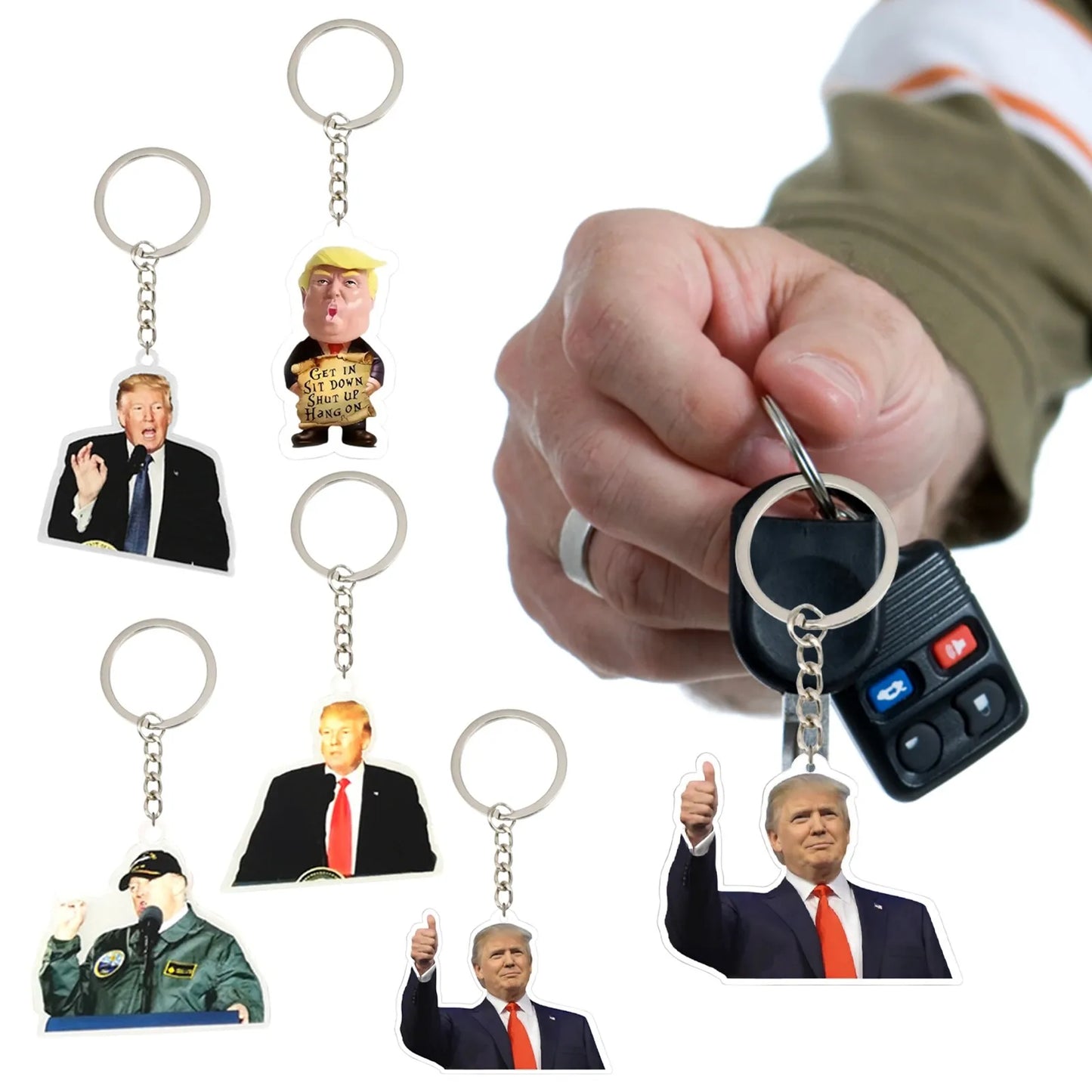 Trump Mug Shot - Donald Trump Mug Shot - Never Surrender Key Ring Humor Funny Political Graphic Acrylic Key Chain Fans Gift - MyConservativeMugs